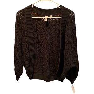 Caslon Open Knit Open Front Cardigan in Black Small NWT